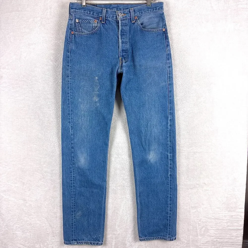 VTG Levis 501 Jeans Mens 33x38 (32x33) Faded Button Fly Classic Preppy Indie